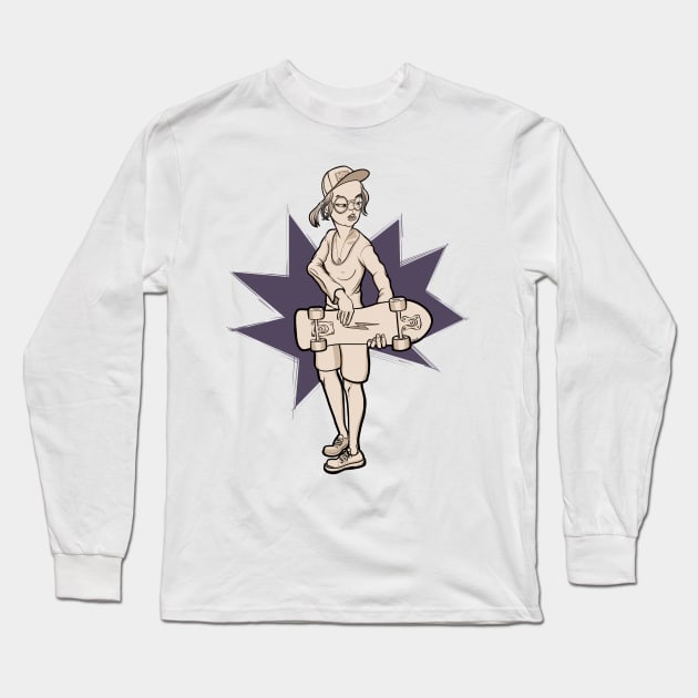 Skate girl Long Sleeve T-Shirt by motylanoga